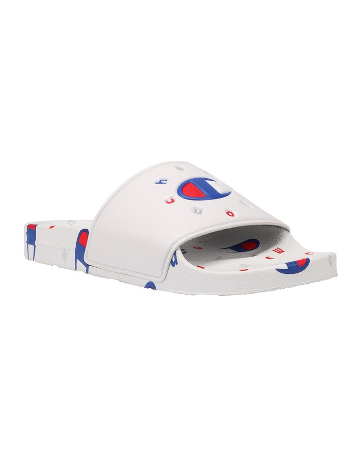 Champion Womens Slides NZ - Ipo Circular Logo White ( 0867-QVMRT )